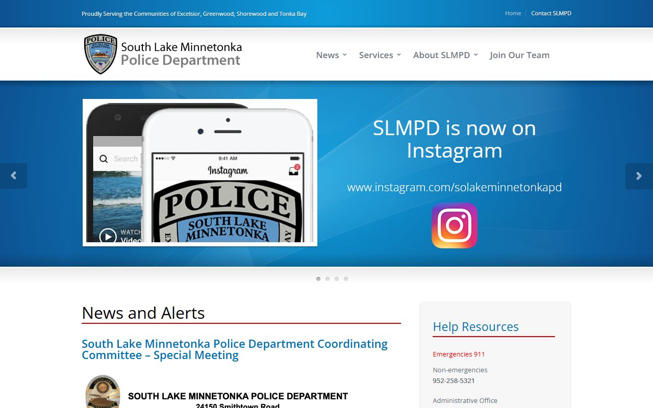 South Lake Minnetonka Police Department website for Minnetonka police blotter and records requests