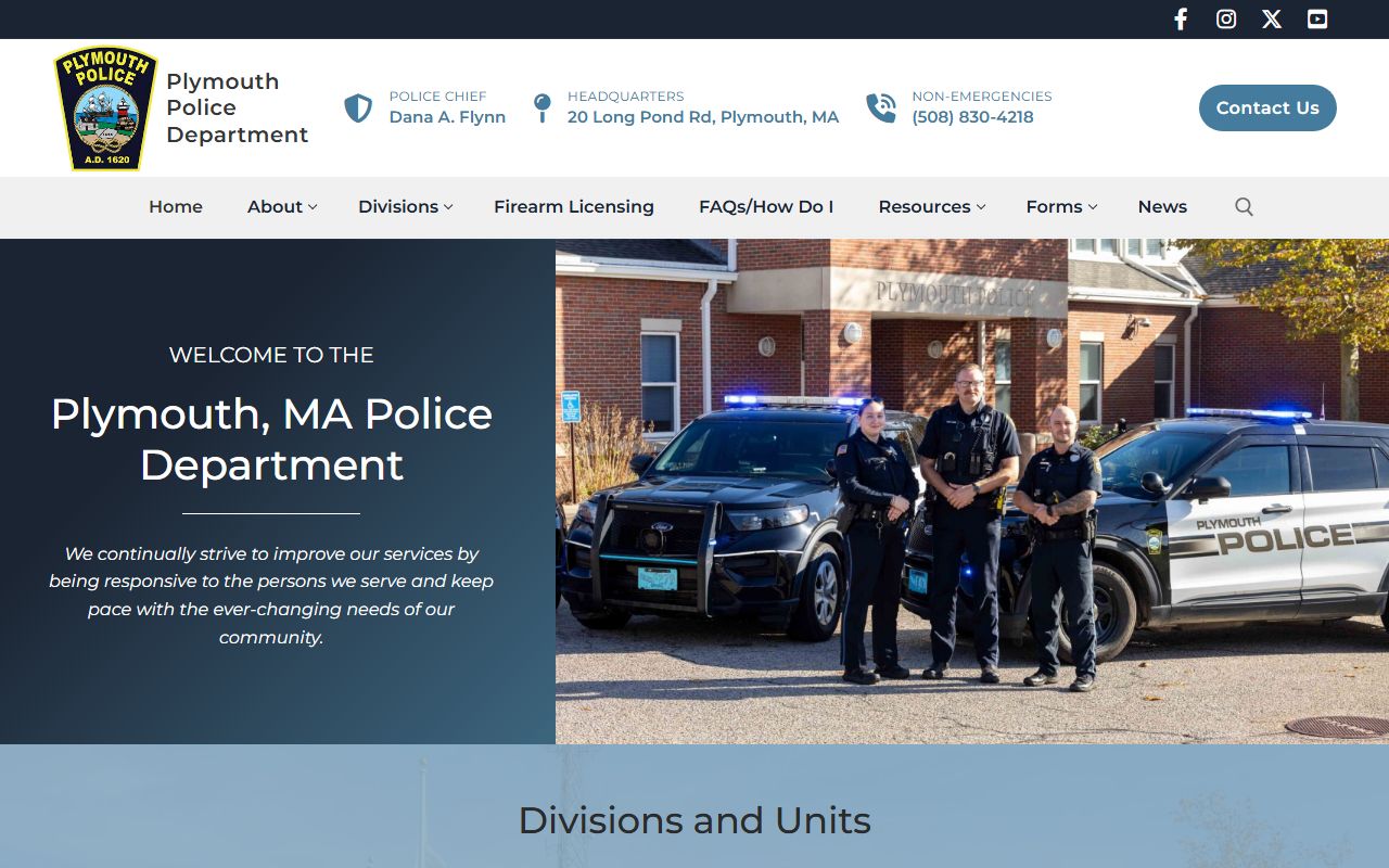 Plymouth Police Department website showing public blotter and incident logs