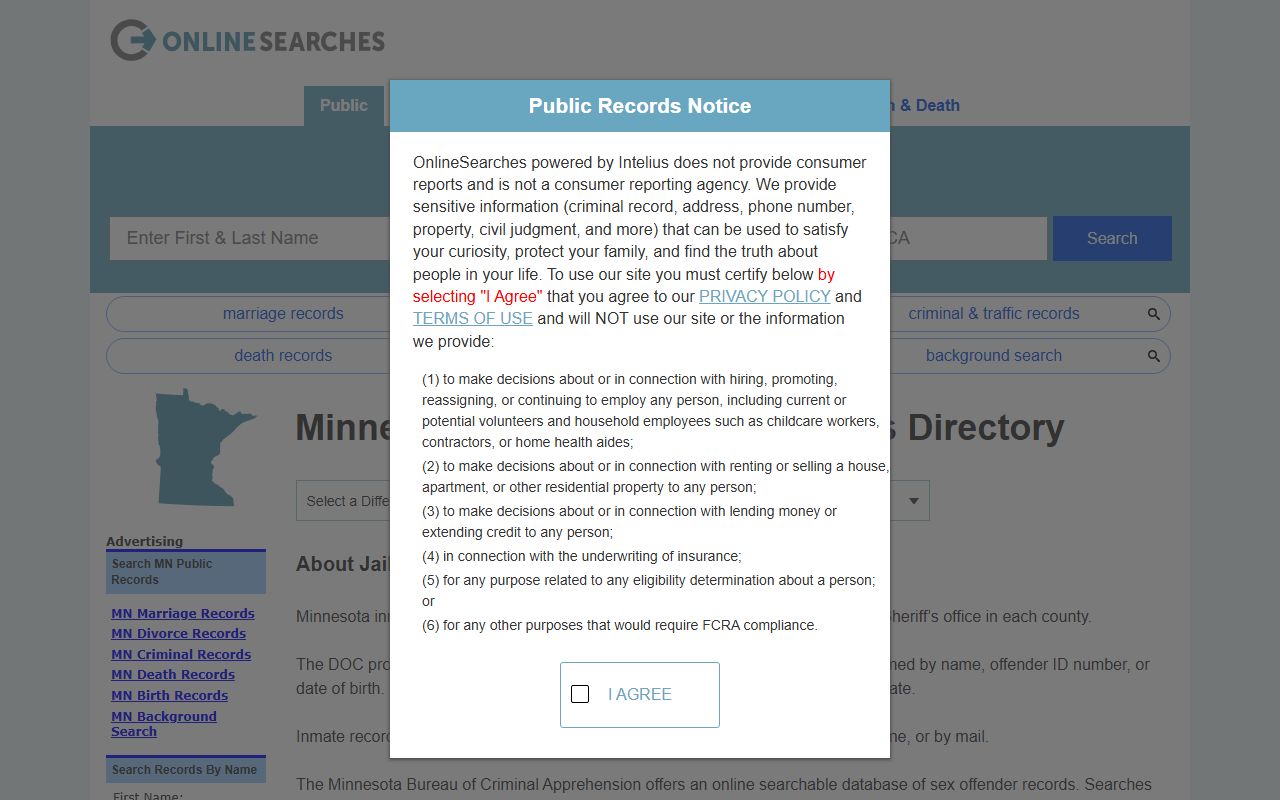 VineLink inmate search portal for Chisago County jail roster and custody status
