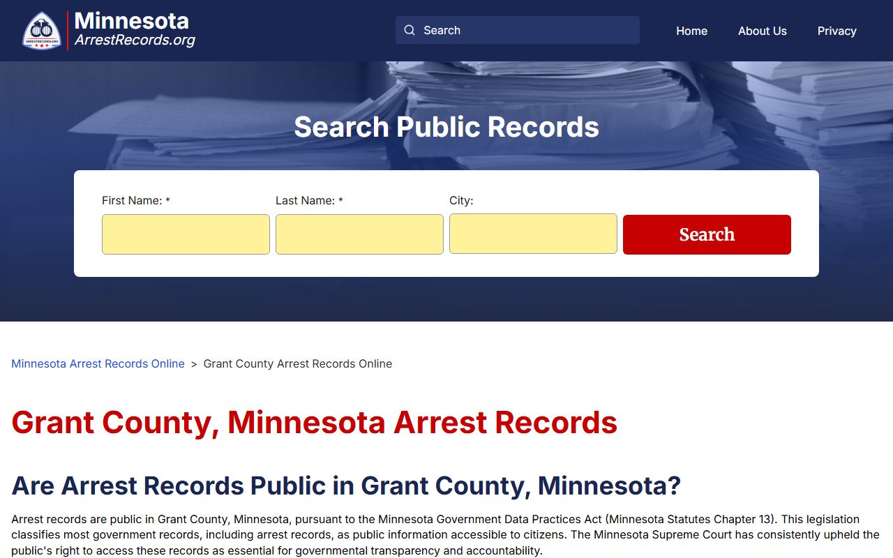 Grant County police blotter and arrest records access information