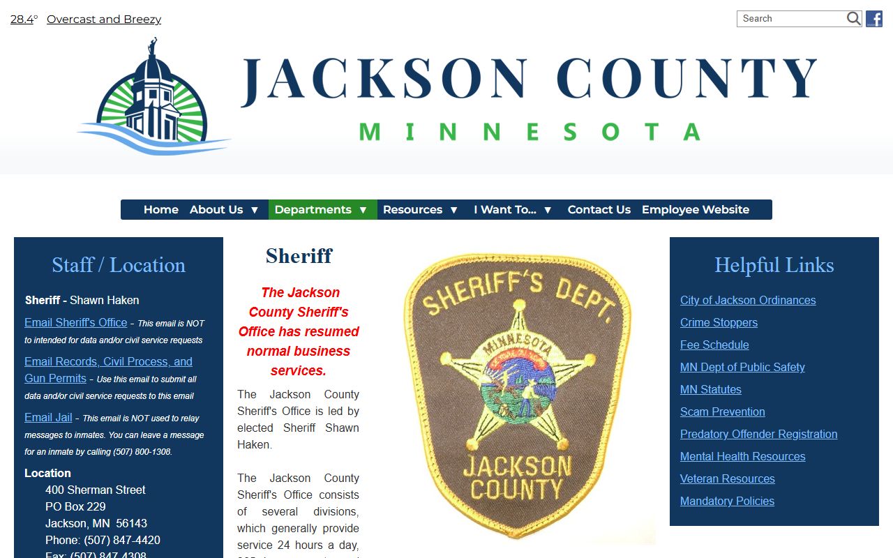 Jackson County Sheriff's Office department page