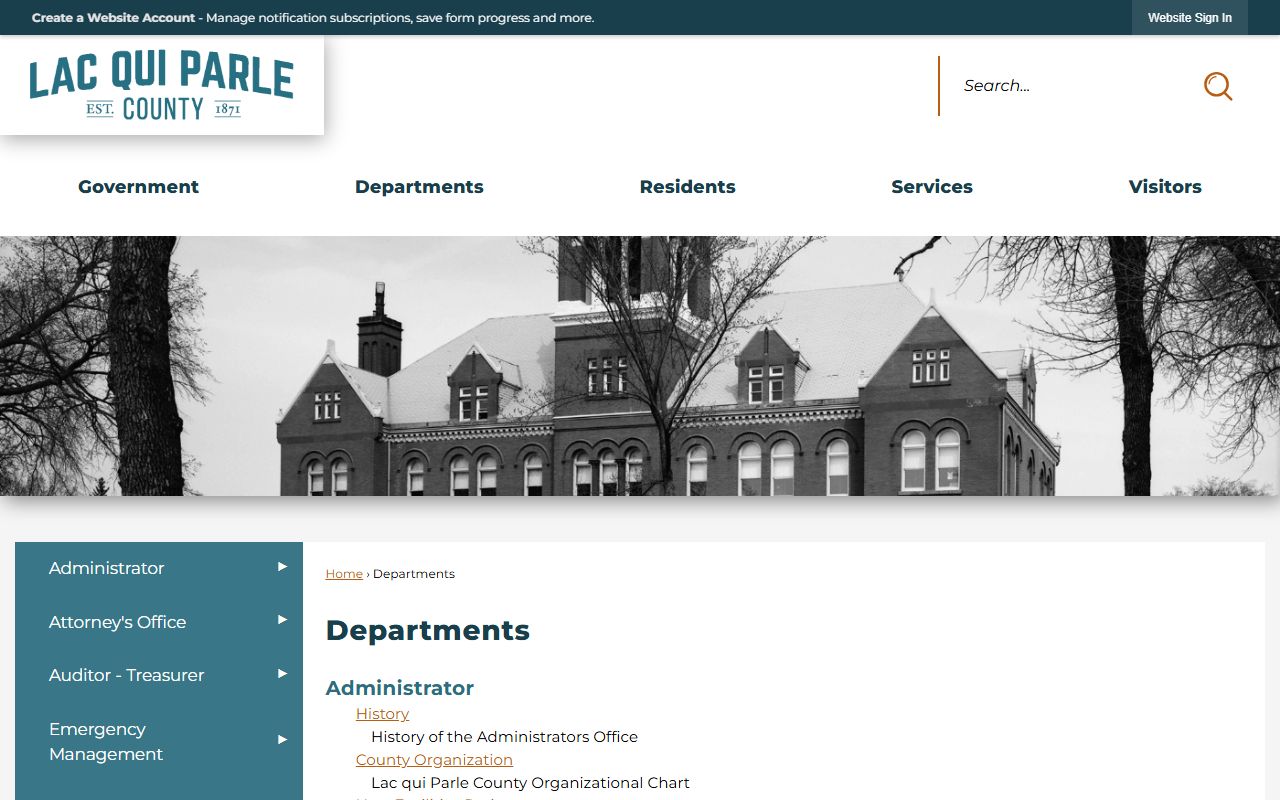 Lac qui Parle County Departments page