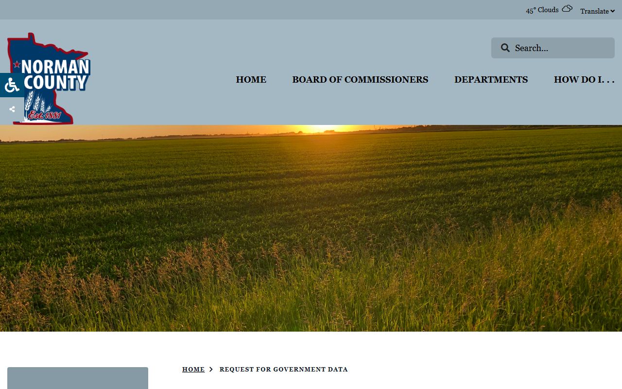 Norman County Government Data Request page