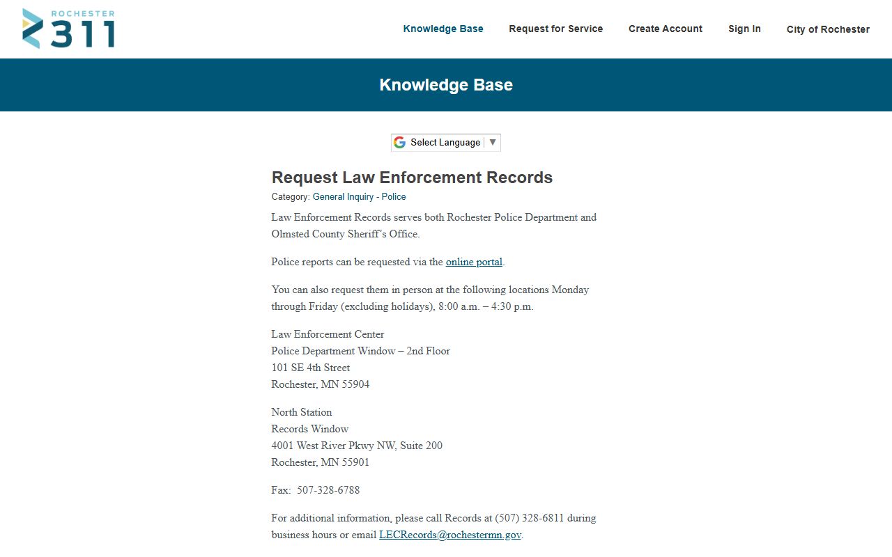 Law Enforcement Records Request guide