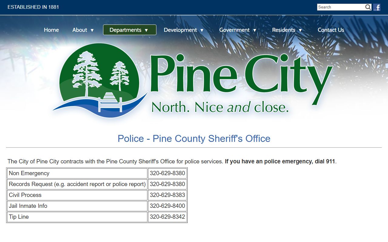 Pine City Police Records page