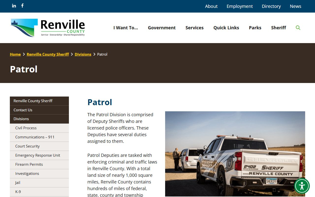 Renville County Patrol Division page