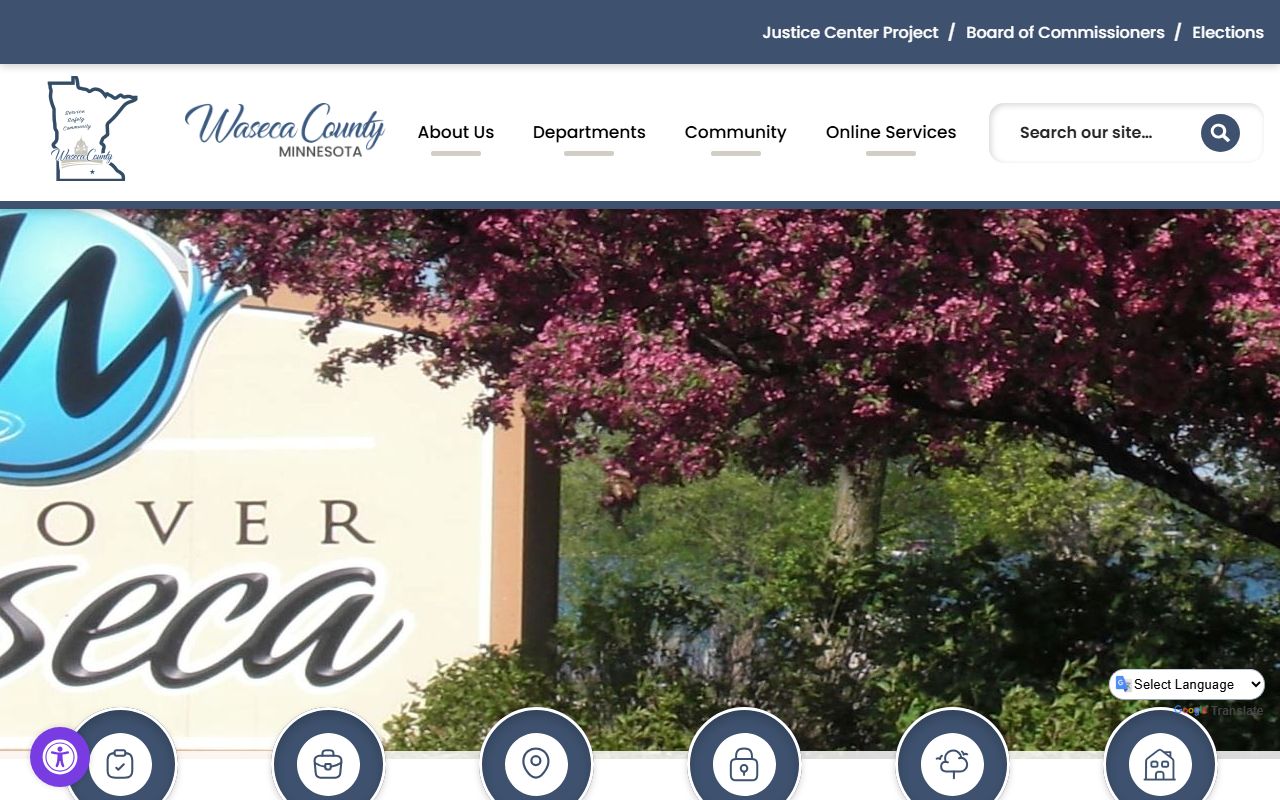 Waseca County Sheriff's Office page showing contact information and services for police blotter records